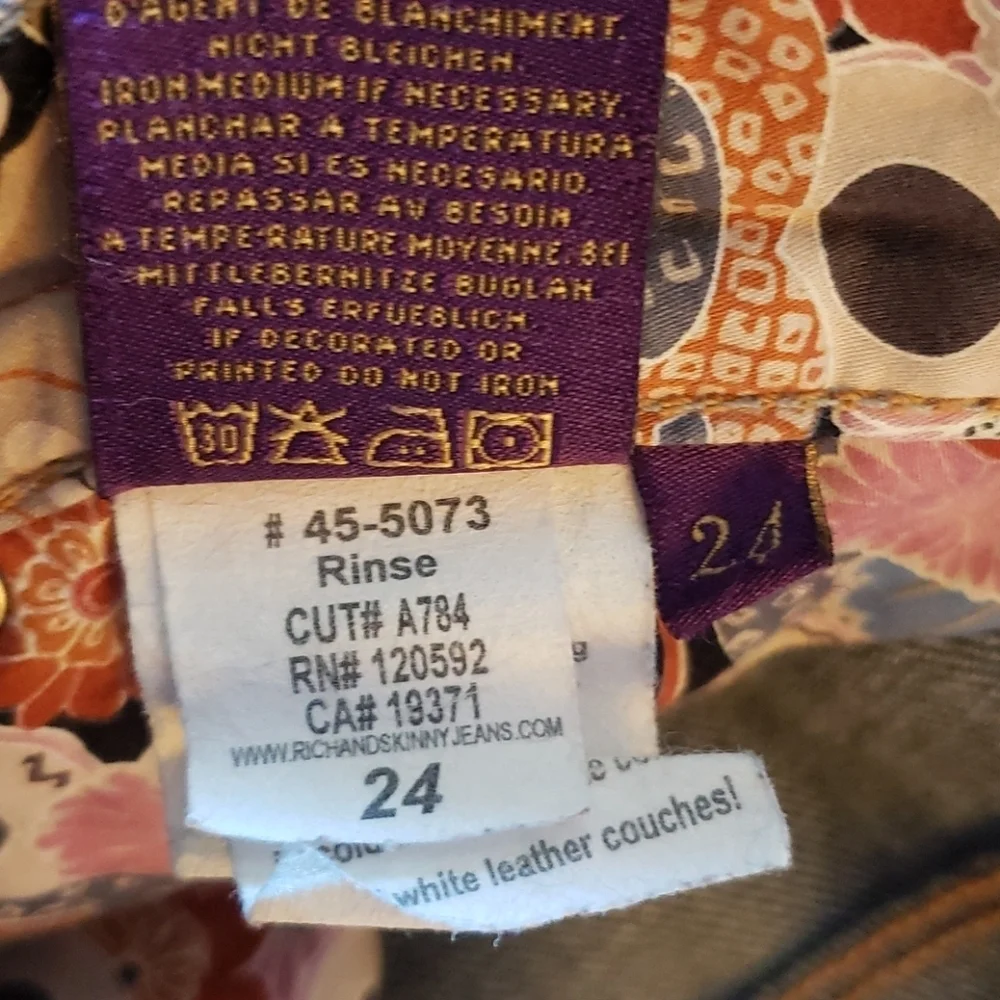 Rich & Skinny Dark Wash Jeans, Sz 24, skinny - Picture 8 of 8